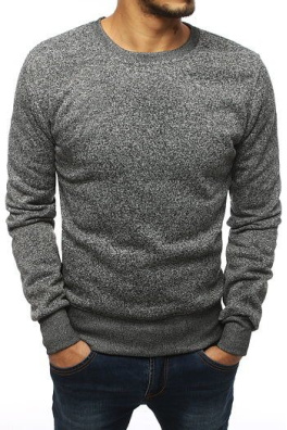 Gray men's sweatshirt without hood BX2361