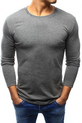 Men's smooth anthracite long sleeve shirt LX0419