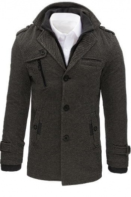 Men's gray herringbone coat CX0405