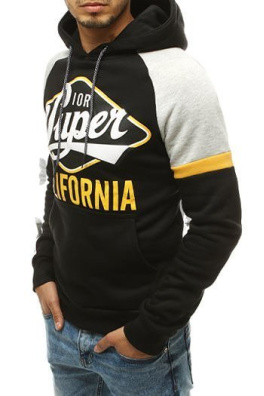 Black men's sweatshirt with print BX4618