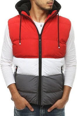 Men's quilted hooded vest red TX3378