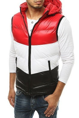 Men's quilted hooded vest red TX3382