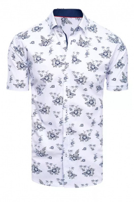 Koszula męska we wzory z krótkim rękawem biała Dstreet KX0967