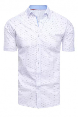 Koszula męska we wzory z krótkim rękawem biała Dstreet KX0968