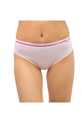 Dámské kalhotky Gina bambusové bílé s růžovým pruhem (00023)