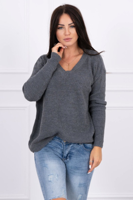 Sweater with V neckline graphite