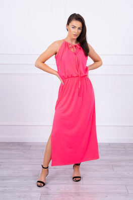 Boho dress with fly pink neon