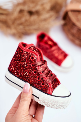 Children's Sneakers High Shiny Red Ally