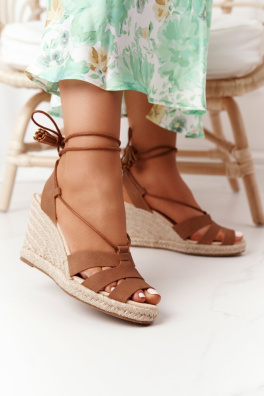 Lace-up Braided Wedge Sandals Big Star AA274591 Brown