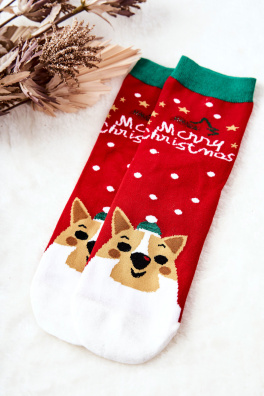 Christmas Socks Bear Red