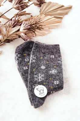 Christmas Socks Snowflakes Grey