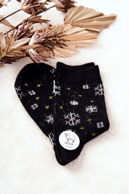 Christmas Socks Snowflakes Black
