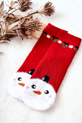 Christmas Cotton Socks Snowman Red
