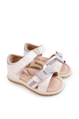 Dětské kožené sandály na suchý zip Bíle Lolly