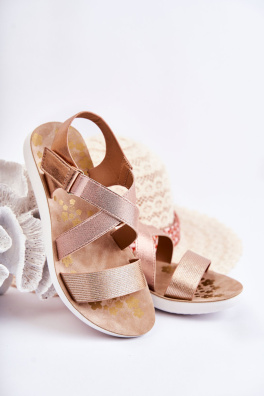 Dětské sandály na suchý zip z růžového zlata Alise