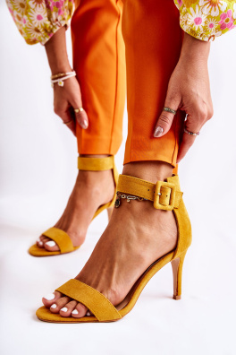 Women's Suede Sandals On A High Heel Yellow Marconi