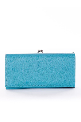 Niebieski portfel damski z zapięciem na zatrzask
