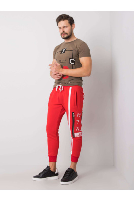 Męskie czerwone spodnie dresowe z nadrukiem