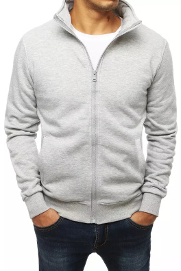 Gray men's zipped sweatshirt without a hood BX4109