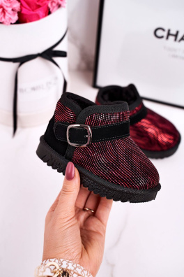 Children's Snow Boots With Fur Red Black Dreamy