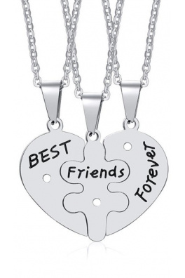 Přívěsek z chirurgické oceli pro 3 nejlepší přátele - srdce "Best Friends Forever"