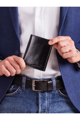 Męski miękki portfel wykonany z czarnej skóry