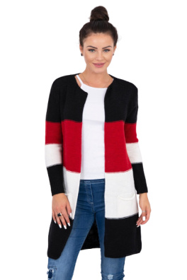 Sweter rozpinany na ramiączkach czarny+czerwony