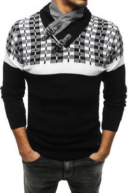 Men's black and white sweater WX1408