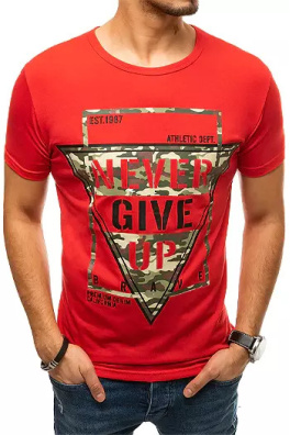 T-shirt męski z nadrukiem czerwony RX4352