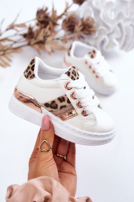 Kožené sportovní boty Leopardí bílá Trixie