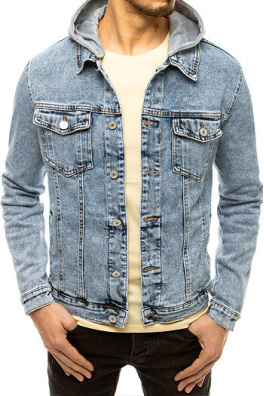 Kurtka męska jeansowa z kapturem niebieska TX3615