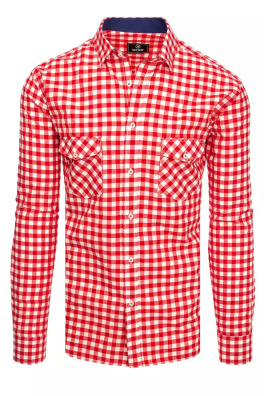 Koszula męska w kratkę biało-czerwoną Dstreet DX2120