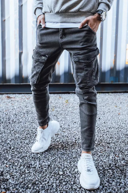 Spodnie męskie jeansowe typu bojówki szare Dstreet UX3258