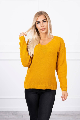 Sweater with V neckline mustard