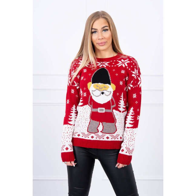 Sweter bożonarodzeniowy z Mikołajem czerwony