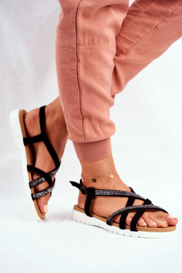 Women's Sandals Lu Boo With Zircons 406-6 Black Feen