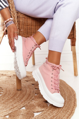 Women's High Sneakers On A Chunky Sole Pink Trissy