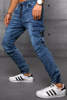 Spodnie męskie jeansowe joggery niebieskie Dstreet UX3558