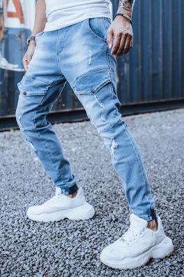 Spodnie męskie jeansowe typu bojówki niebieskie Dstreet UX3280