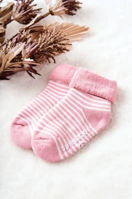 Dětské ponožky proužky Růžové a bílé