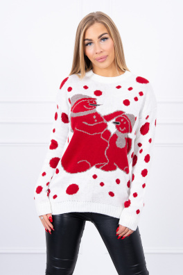 Sweter świąteczny z bałwankami ecru