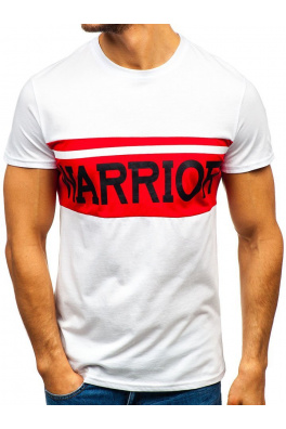 Muška majica s printom "WARRIOR" Denley 100701 - bijela,