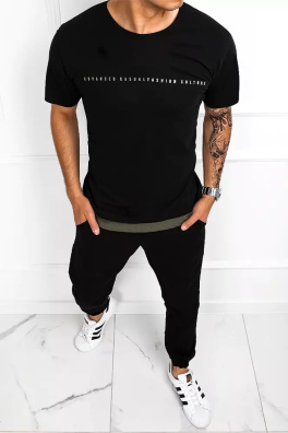 T-shirt męski z nadrukiem czarny Dstreet RX4638z
