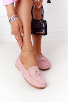 Women's Suede Loafers S.Barski Pink