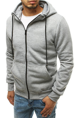 Light gray men's zipped hoodie BX4601
