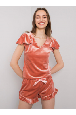 RUE PARIS Brudnoróżowa piżama z weluru
