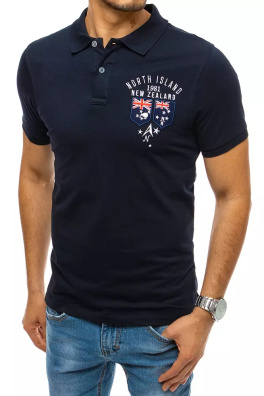 Koszulka męska polo z haftem granatowa Dstreet PX0431