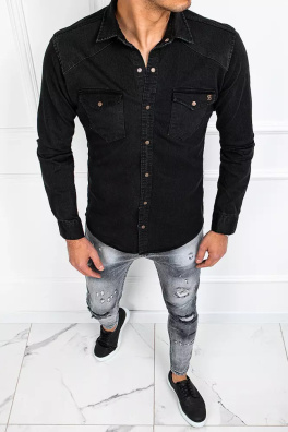 Koszula męska jeansowa czarna Dstreet DX2223