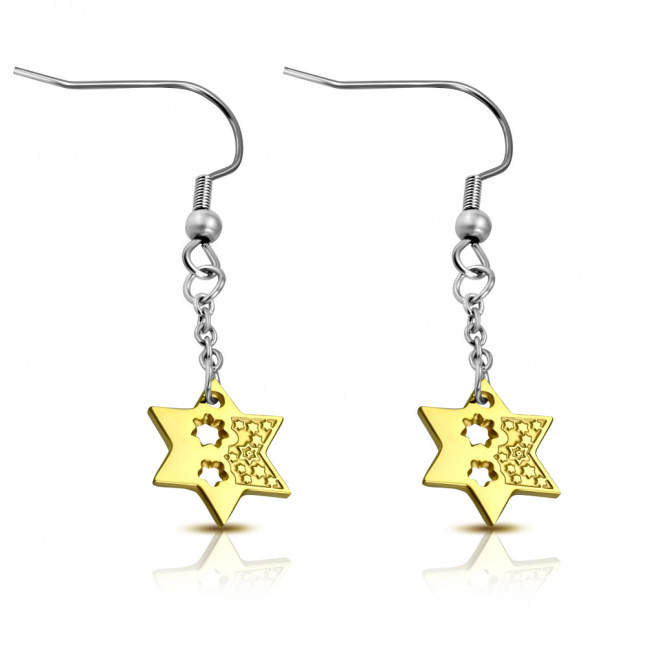Naušnice kuke od kirurškog čelika - zvijezde u zlatnoj boji