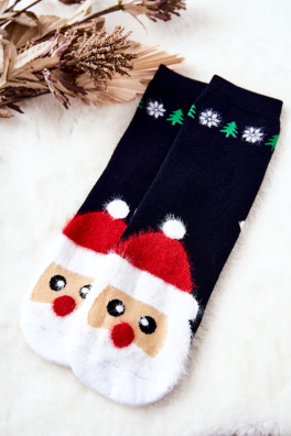 Vánoční bavlněné ponožky Mikoláš Námořnická modrá
